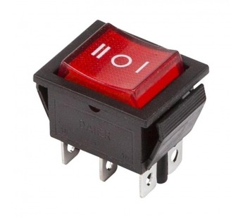 Переключатель с подсветкой KCD4-101/DN on-off-on, 6 контактов 15A, 220V (красный)#1702960