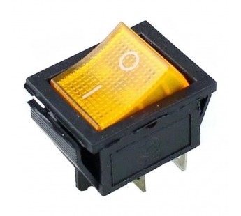 Переключатель с подсветкой KCD4-201/N on-off 4 контакта 25A, 250В (жёлтый)#2156511