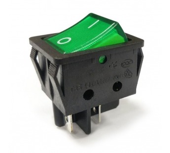 Переключатель с подсветкой KCD4-201/N on-off 4 контакта 25A, 250В (зелёный)#2082180