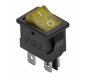 Переключатель с подсветкой SC-768, 4 контакта 6А 220B (жёлтый светодиод)#2140540