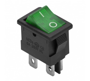 Переключатель с подсветкой SC-768, 4 контакта 6А 220B (зелёный светодиод)#2140539
