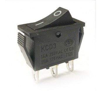 Переключатель узкий без подсветки KCD3-101/3P on-off 3 контакта 15A, 250В (чёрный)#2046992