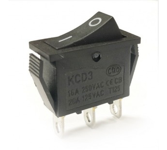 Переключатель узкий без подсветки KCD3-101/3P on-off 3 контакта 15A, 250В (чёрный)#2097238