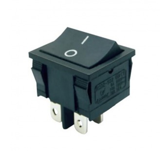 Переключатель широкий без подсветки KCD2-501/4P on-off, 4 контакта, 6A, 220V (чёрный)#2047095