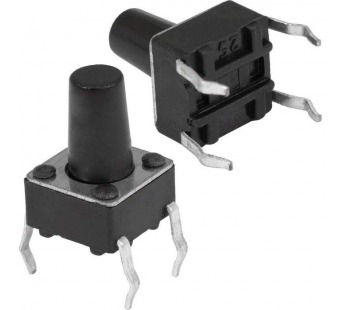 Кнопка тактовая  6мм х 6мм Н 9,0мм 4 контакта#2140546