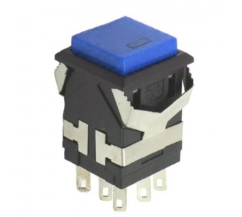 Кнопка без фиксации квадратная KD2-22 off-(on), 8 контактов, 3A, 250V (синий)#2142263