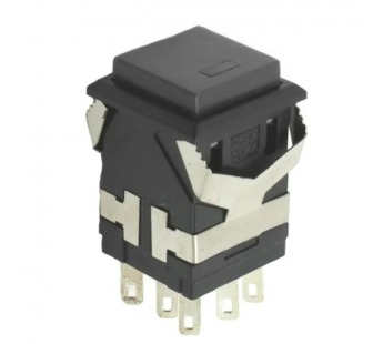 Кнопка без фиксации квадратная KD2-22 off-(on), 8 контактов, 3A, 250V (чёрный)#2142264