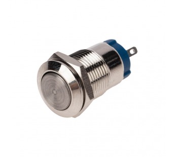Кнопка антивандальная без фиксации A12-B2 D=14мм off-(on), 2 контакта, 2A, 250В (металл)#2082182