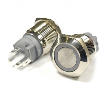 Кнопка антивандальная без фиксации, с синей подсветкой A19-C1 D=19мм off-(on), 5 контактов, 2A, 12V#2064857