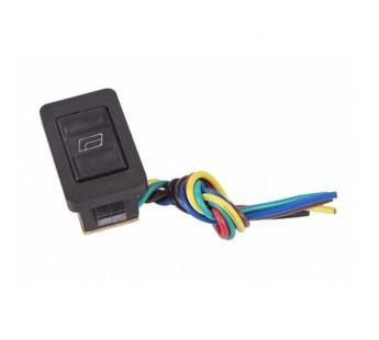 Переключатель для стеклоподъёмников с подсветкой и проводами ASW-21D 20А, 12В (черный)#2060123