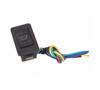 Переключатель для стеклоподъёмников с подсветкой и проводами ASW-21D 20А, 12В (черный)#2137996