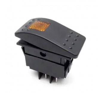 Переключатель клавишный с подсветкой RK1-06N on-off, 4 контакта,12V 35A (жёлтый индикатор)#2137995