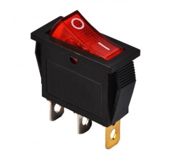 Переключатель узкий с подсветкой KCD3-101/MN on-off, 3 контакта,12V (красный светодиод)#1704234
