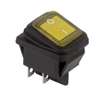 Переключатель широкий с подсветкой KCD2-501/4PN on-off, 4 контакта, 6A,12V (желтый)#2137982