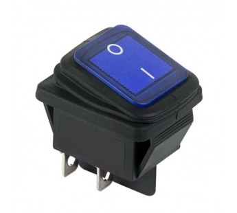 Переключатель широкий с подсветкой KCD2-501/4PN on-off, 4 контакта, 6A,12V (синий)#1704261