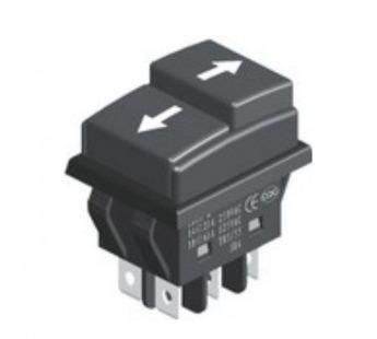 Кнопка сдвоенная нажимная (две стрелки) KCD3-07 on-on, 6 контактов, 220V,16A#2087616