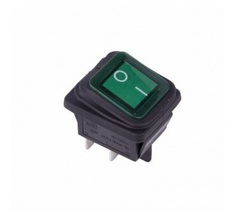 Переключатель клавишный с подсветкой и влагозащитой KCD4-130/4PN FS on-off 4 контакта 15A, 250В (зел#2135642