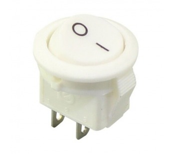 Переключатель круглый мини KCD1-204/2P on-off 2 контакта 3А, 250В (белый)#2079602