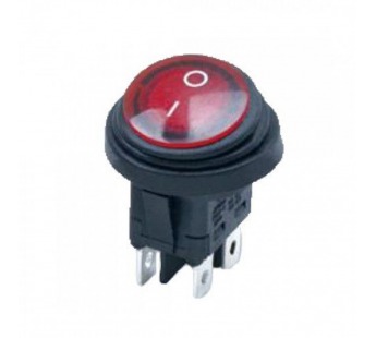 Переключатель круглый с подсветкой и влагозащитой KCD1-224/4PN FS on-off, 4 конт. 6А, 250В (красный)#2060120