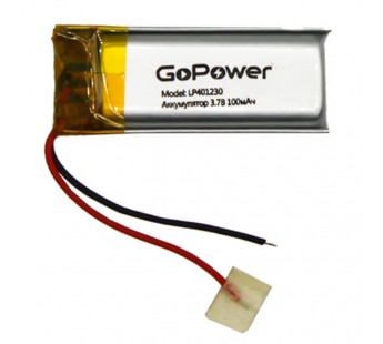 Аккумулятор Li-Pol LP401230 PK1 3.7V 100mAh (толщ.4,0мм, шир.12мм, дл.30мм) "GoPower"#1898623