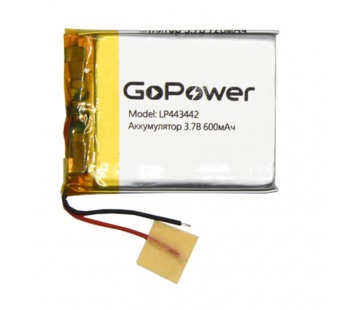 Аккумулятор Li-Pol LP443442 PK1 3.7V 600mAh (толщ.4,4мм, шир.34мм, дл.42мм) "GoPower"#1898611