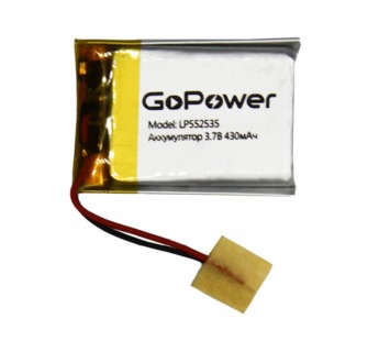 Аккумулятор Li-Pol LP552535 PK1 3.7V 430mAh (толщ.5,5мм, шир.25мм, дл.35мм) "GoPower"#1898921