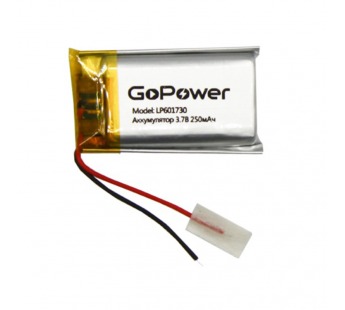 Аккумулятор Li-Pol LP601730 3.7V 250mAh  (толщ.6,0мм, шир.17мм, дл.30мм) "GoPower"#1898920