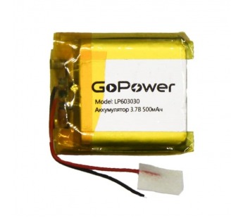 Аккумулятор Li-Pol LP603030 PK1 3.7V 500mAh (толщ.6,0мм, шир.30мм, дл.30мм) "GoPower"#2045132