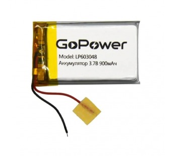 Аккумулятор Li-Pol LP603048 PK1 3.7V 900mAh (толщ.6,0мм, шир.30мм, дл.48мм) "GoPower"#1898614