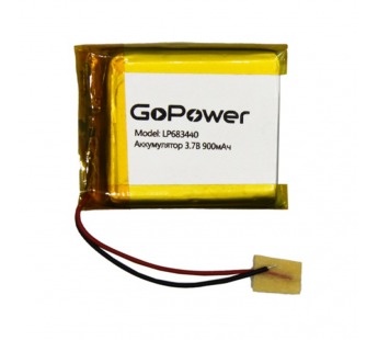 Аккумулятор Li-Pol LP683440 PK1 3.7V 900mAh (толщ.6,8мм, шир.34мм, дл.40мм) "GoPower"#1898620