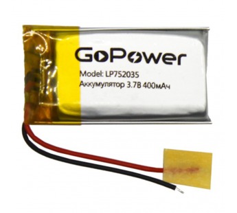 Аккумулятор Li-Pol LP752035-20C PK1 3.7V 400mAh  (толщ.7,5мм, шир.20мм, дл.35мм) "GoPower"#1898609