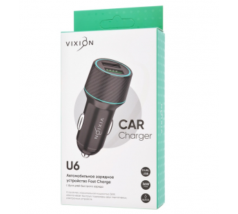 АЗУ VIXION U6 Fast Charger (2-USB/3A) 36W (черный)#1698007