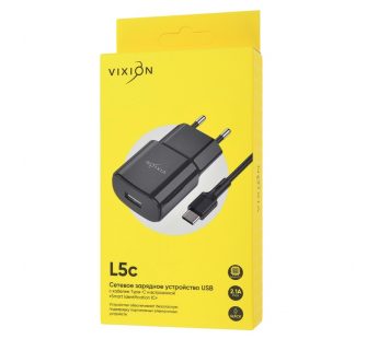 СЗУ VIXION L5c (1-USB/2.1A) + Type-C кабель 1м (черный)#1697975