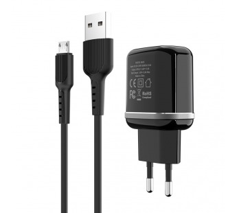 Адаптер Сетевой Borofone BA25A + кабель micro USB (black)(124265)#1695112