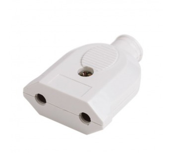 Розетка на провод разборная без з/к 10А плоская белая "Rexant"#2079562