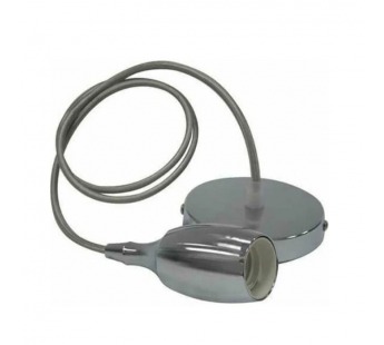 Патрон декоративный E27 с проводом 1 м (хром), шт#2116340