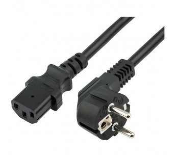 Шнур сетевой для компьютера, евровилка угловая - евроразъем С13 кабель 3x0,75 кв. мм. 1,8м "Rexant"#2052598