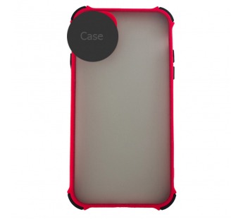                             Чехол силикон-пластик Realme 8i прозрачный с защитой по краям красный/черный*#1706394