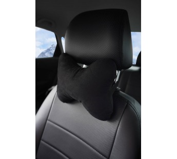 Подушка-косточка на подгол. " Алькантара" ткань, 1шт., черная#2023391