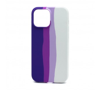 Чехол-накладка Silicone Case с лого для Apple iPhone 13 Pro (полная защита) (Rainbow030) фиолет.бел#1725091