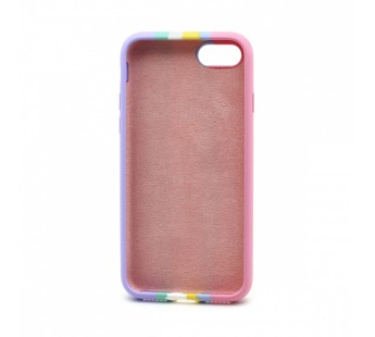 Чехол-накладка Silicone Case с лого для Apple iPhone 7/8/SE 2020 (полн защ) (Rainbow002) роз сирен#1718995