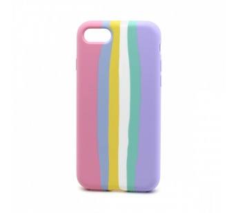 Чехол-накладка Silicone Case с лого для Apple iPhone 7/8/SE 2020 (полн защ) (Rainbow002) роз сирен#1718996