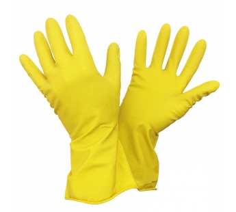 Перчатки латексные M (1 пара) хозяйственные желтые без напыления 1/12/240шт#1714336