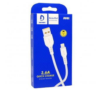 Кабель USB - Lightning DENMEN D08L 3.6A (белый) 1м#1732487