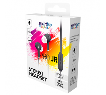                         Внутриканальная стерео гарнитура Smartbuy Pro JR, черная#2120990