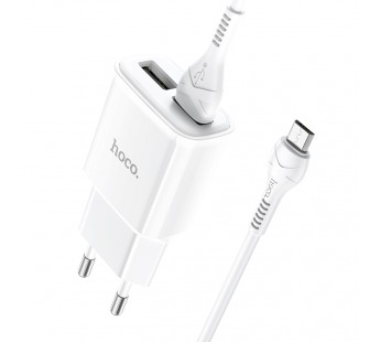 СЗУ HOCO C88A Star round (2-USB/2.4A) + micro USB кабель (1м) (белый)#1719877