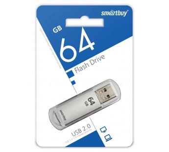 USB 2.0 Flash накопитель 64GB SmartBuy V-Cut, серебряный#1721175