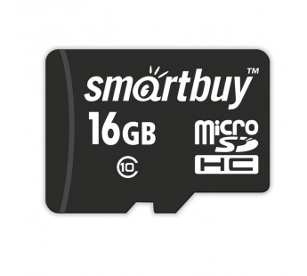 Карта памяти MicroSDHC 16GB SmartBuy, Class10, с адаптером SD#1757778