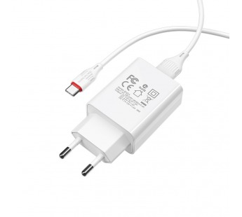 СЗУ с выходом USB Borofone BA21A (1USB/QC3.0/QC2.0/3A/кабель Type-C) белое#1723121