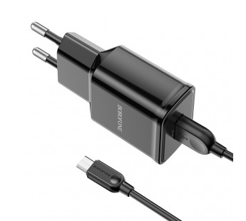 СЗУ с выходом USB Borofone BA59A (1USB/QC3.0/QC2.0/3A/кабель Micro USB) черное#1723157